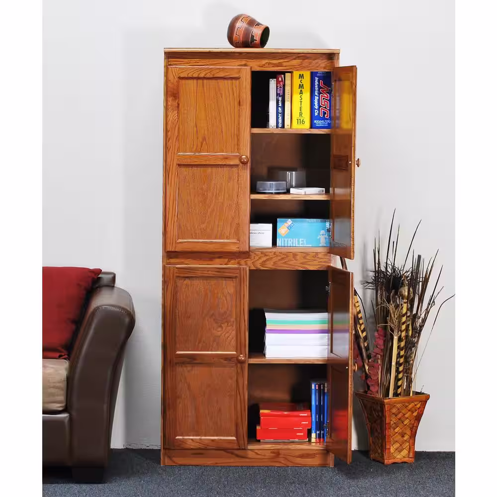 Concepts In Wood 72 in. Oak Wood 5-shelf Standard Bookcase with Adjustable Shelves