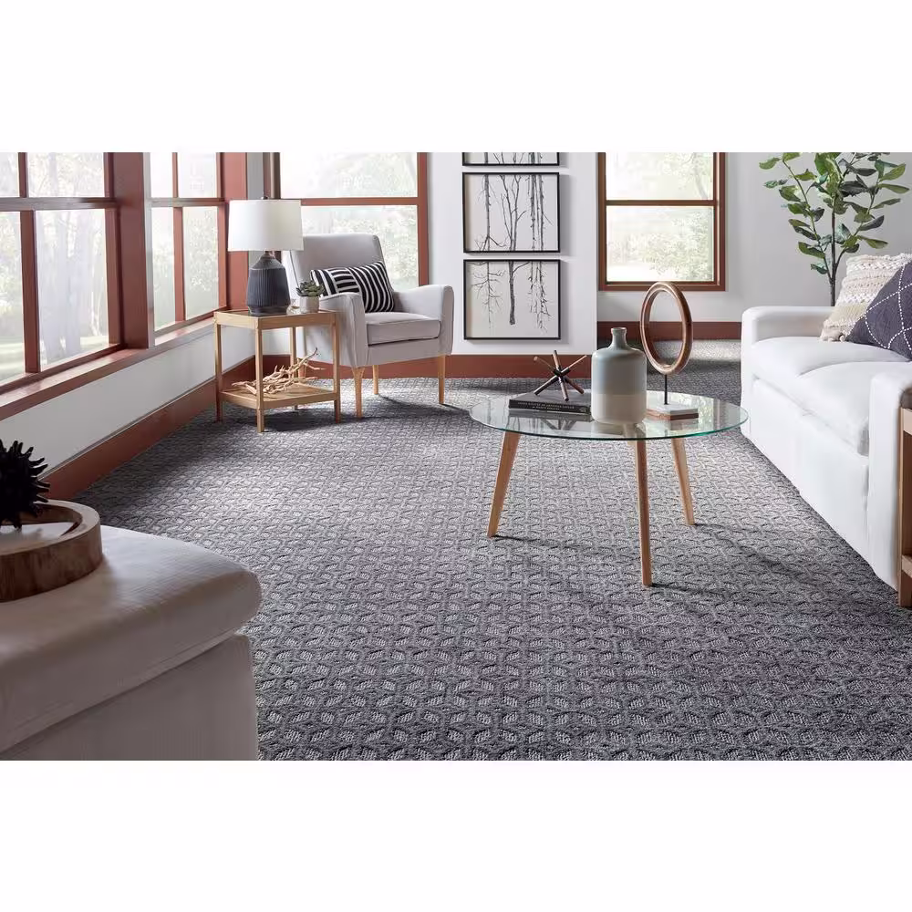 Home Decorators Collection Allshore Deep Sea Blue 37 oz. Polyester Patterned Installed Carpet