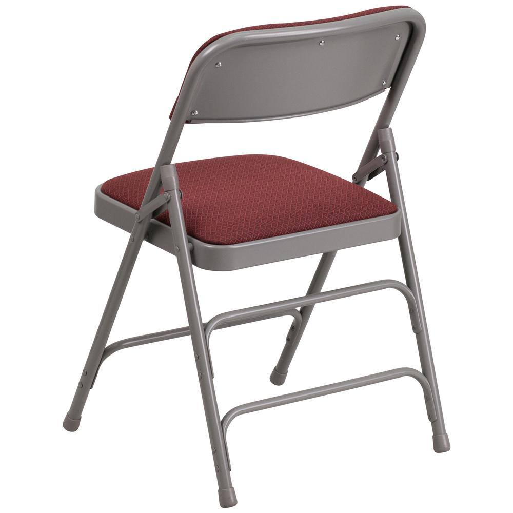 Flash Furniture Hercules Series Curved Triple Braced & Double Hinged Burgundy Patterned Fabric Upholstered Metal Folding Chair