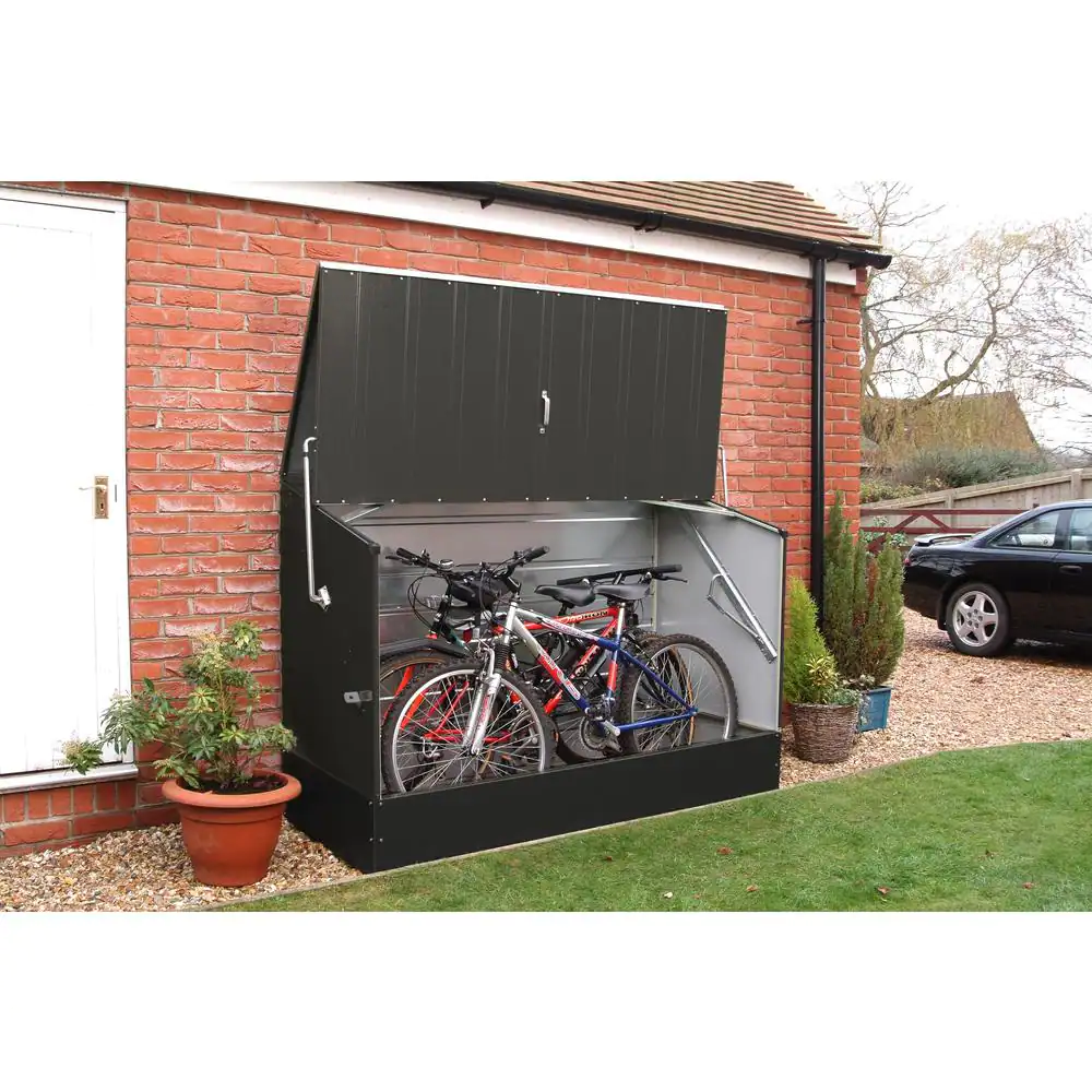Bosmere 6 ft. x 3 ft. Anthracite Grey Heavy Duty Steel Bicycle Storage Locker
