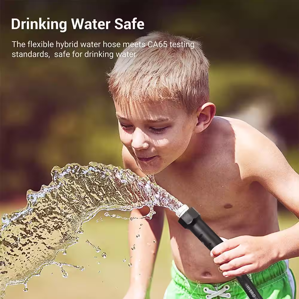 None 5/8 in. x 25 ft. Water Hose with Swivel Grip, Heavy-Duty, Lightweight, Flexible Hose, 3/4 in. Solid Fittings