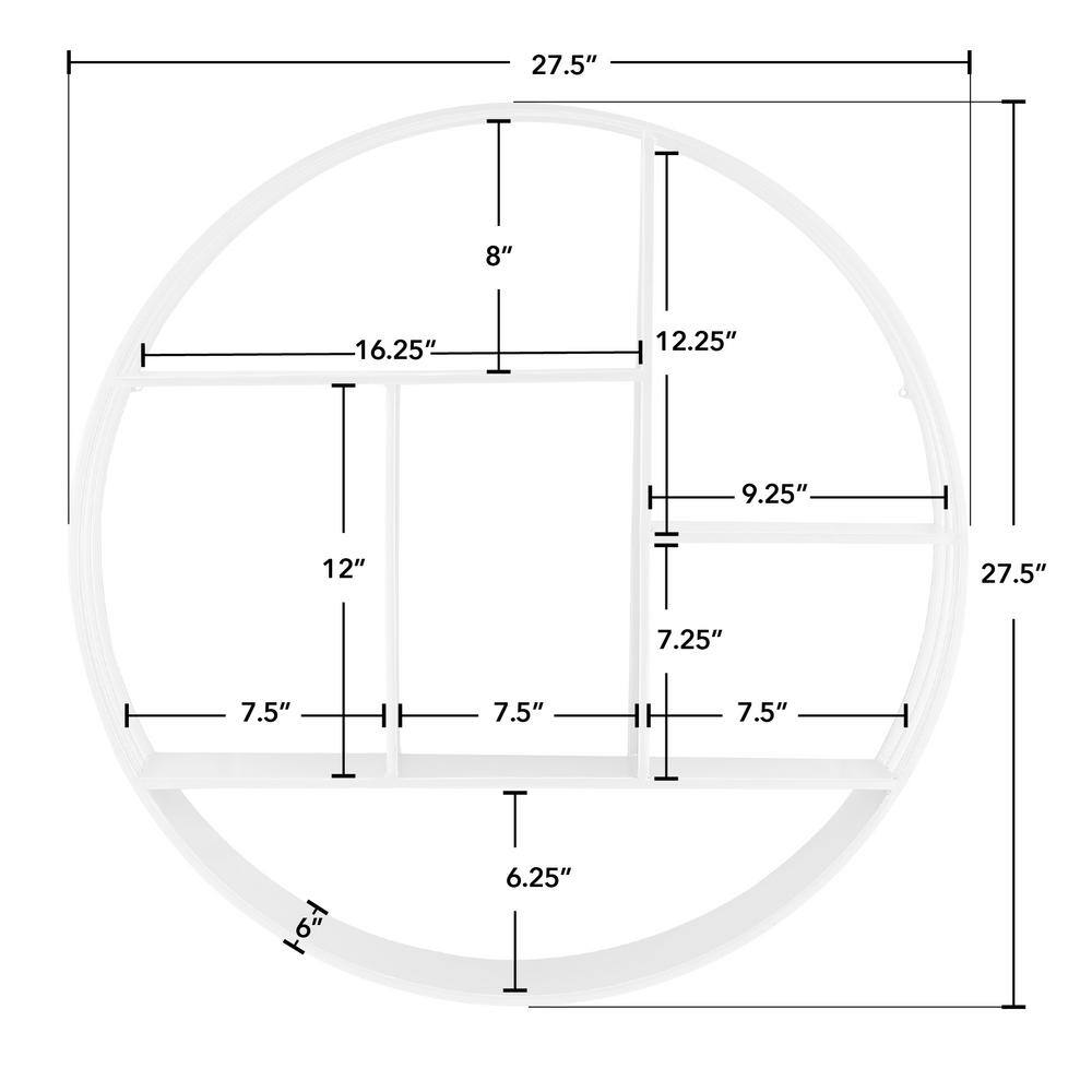 FirsTime & Co. 27.5 x 6 x 27.5 in. Round Metal Silver Brody Industrial Circular Shelf