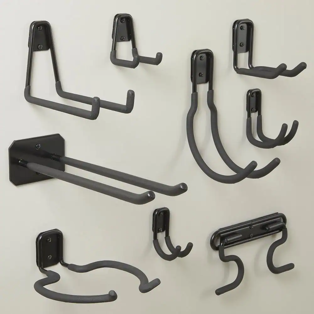 Husky 40 lbs. Heavy-Duty Wall-Mounted Black Vinyl-Coated Steel Utility Hook with Mounting Hardware