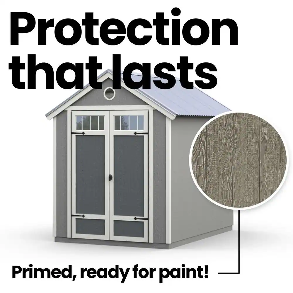 Handy Home Products Professionally Installed Garden Shed 6 ft. x 8 ft. Designer Wood Utility Shed with Galvanized Metal Roof (48 sq. ft.)
