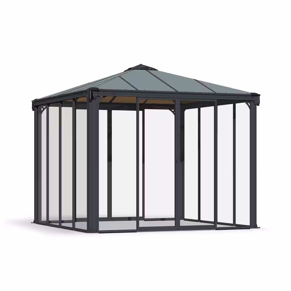 CANOPIA by PALRAM Ledro 10 ft. x 10 ft. Gray/Bronze Closed Gazebo / Hot Tub Enclosure and Solarium