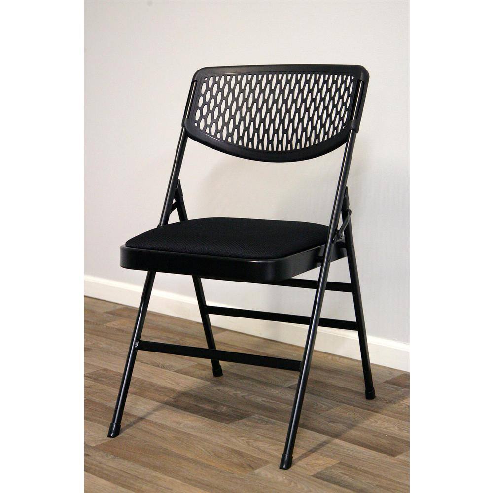 Cosco Black Fabric Padded Seat Folding Chair (Set of 4)