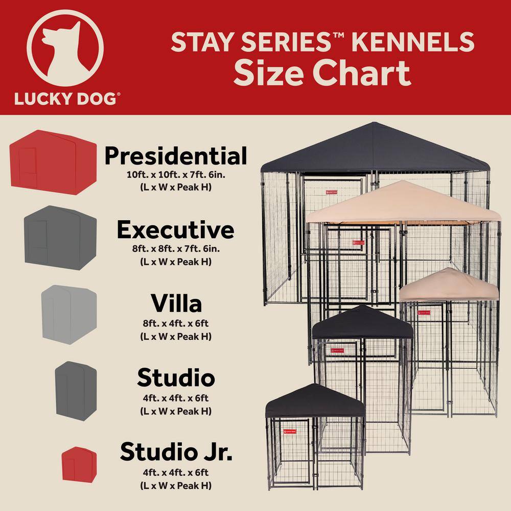 Lucky Dog STAY Series Villa Kennel- Khaki (4 ft. x 8 ft. x 6 ft.)