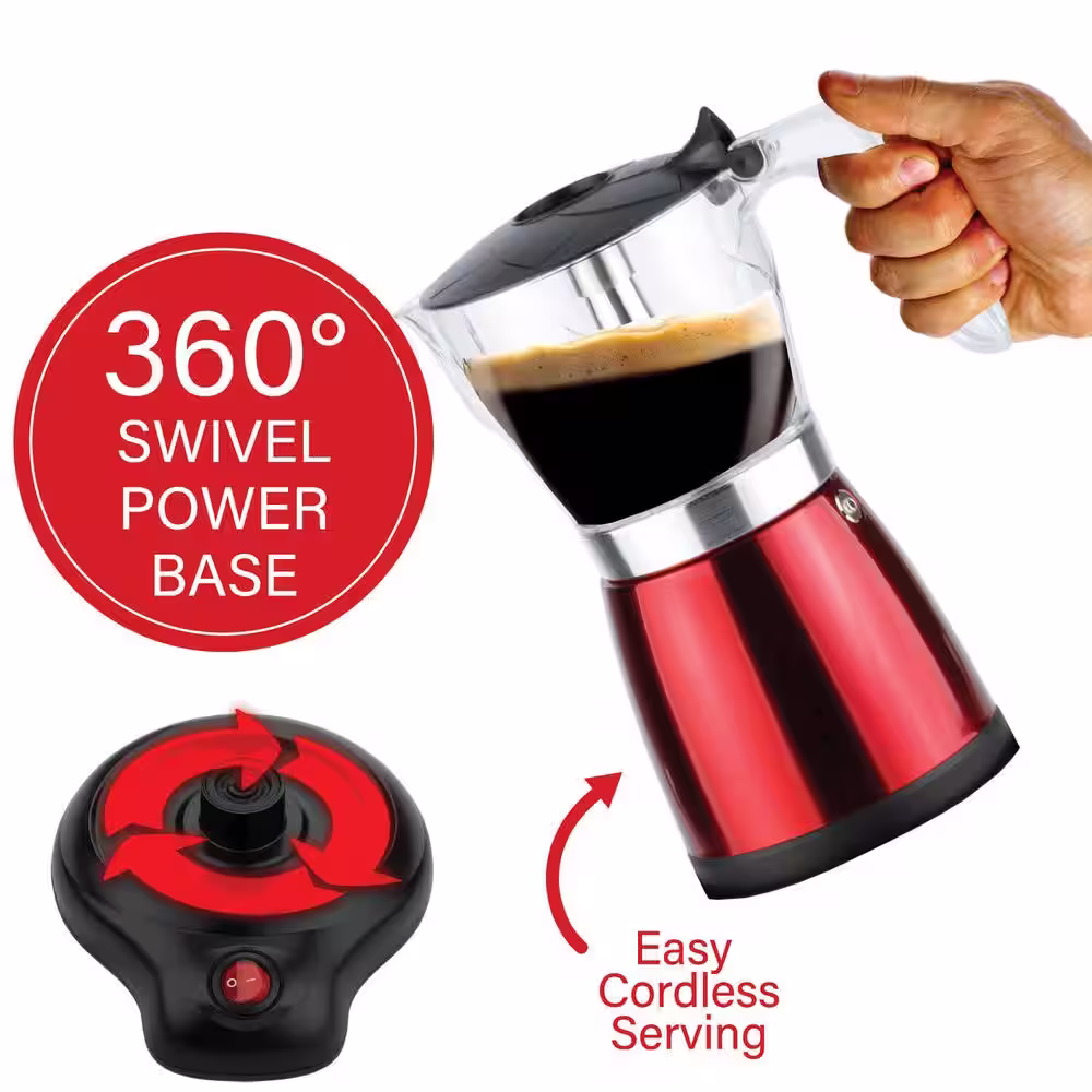 Brentwood 6-Cup Red Electric Espresso Machine