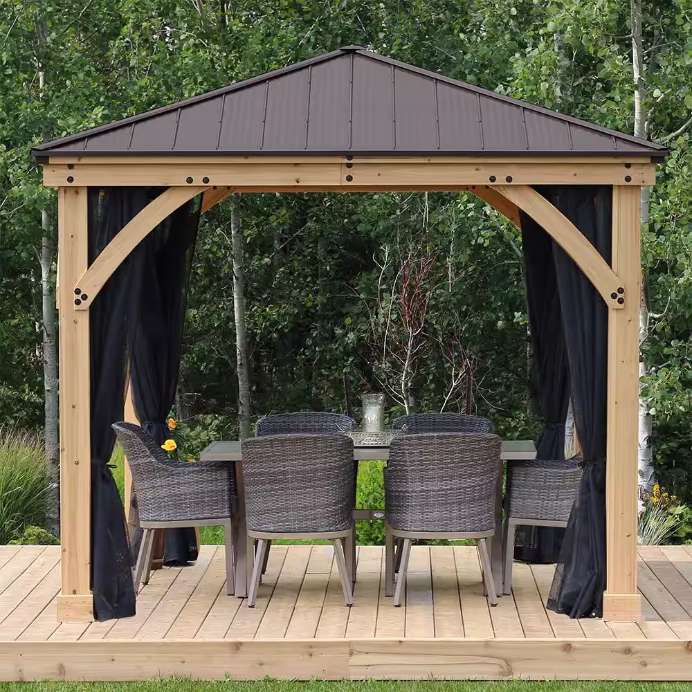 Yardistry Mosquito Mesh Kit to fit Meridian 10 ft. x 10 ft. Gazebo with UV resistant Phifer Material and Easy Glide Tracks