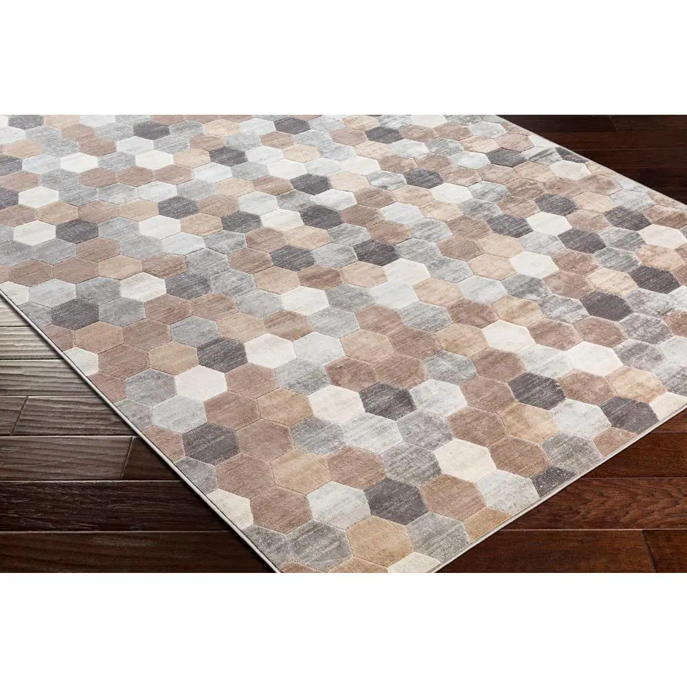StyleWell Geo Print Beige/Gray Hexagon 6 ft. 7 in. x 9 ft. Rectangle Area Rug