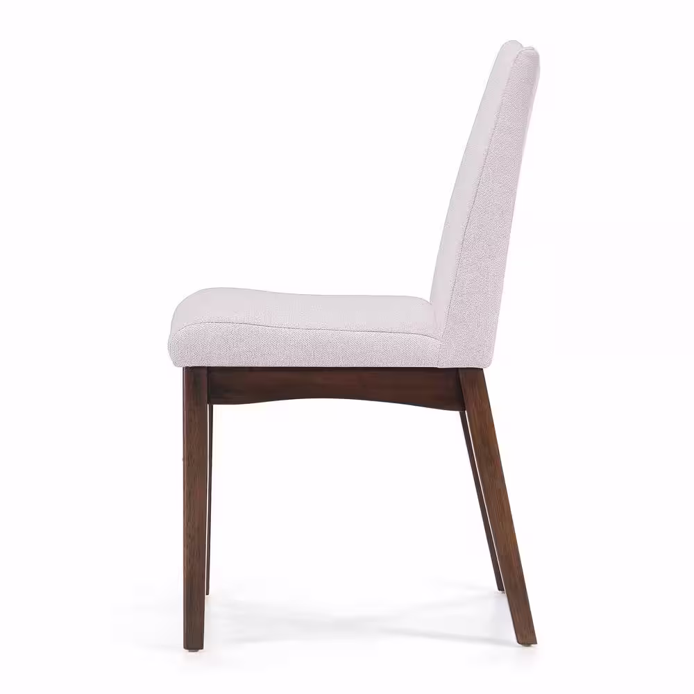 Noble House Dimitri Light Beige and Walnut Fabric Upholstered Dining Chair (Set of 2)