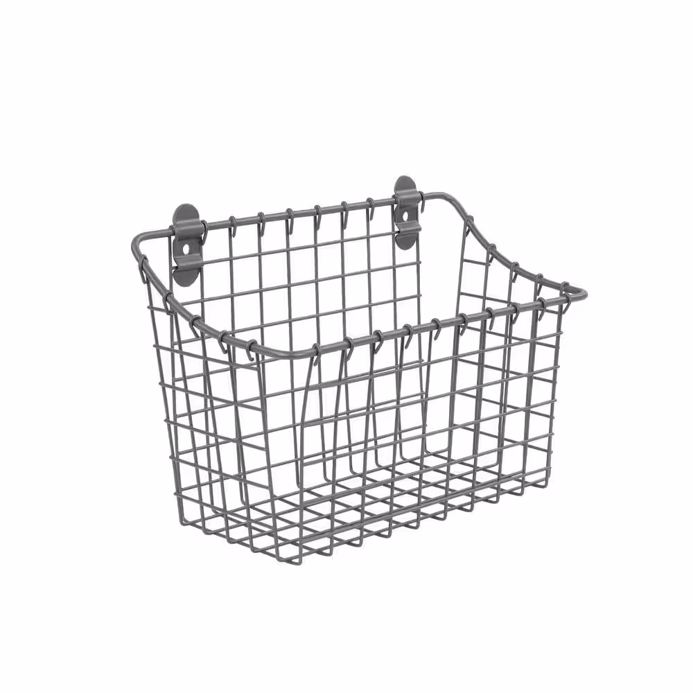 Spectrum 7.5 in. H x 10.25 in. W Gray Steel 1-Drawer Wide Mesh Wire Basket