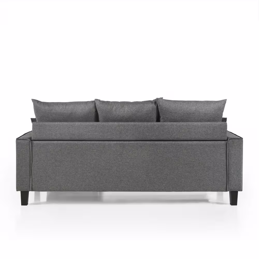 None Tully 74 in. W Straight Arm 1-Piece Polyester L-Shaped Sectional Sofa in Gray