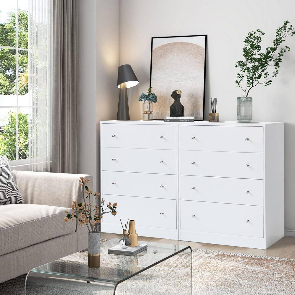 VEIKOUS 4-Drawer White Chest of Drawers Dresser with Large Drawer 37.4 in. H x 15.7 in. W x 29.9 in. L