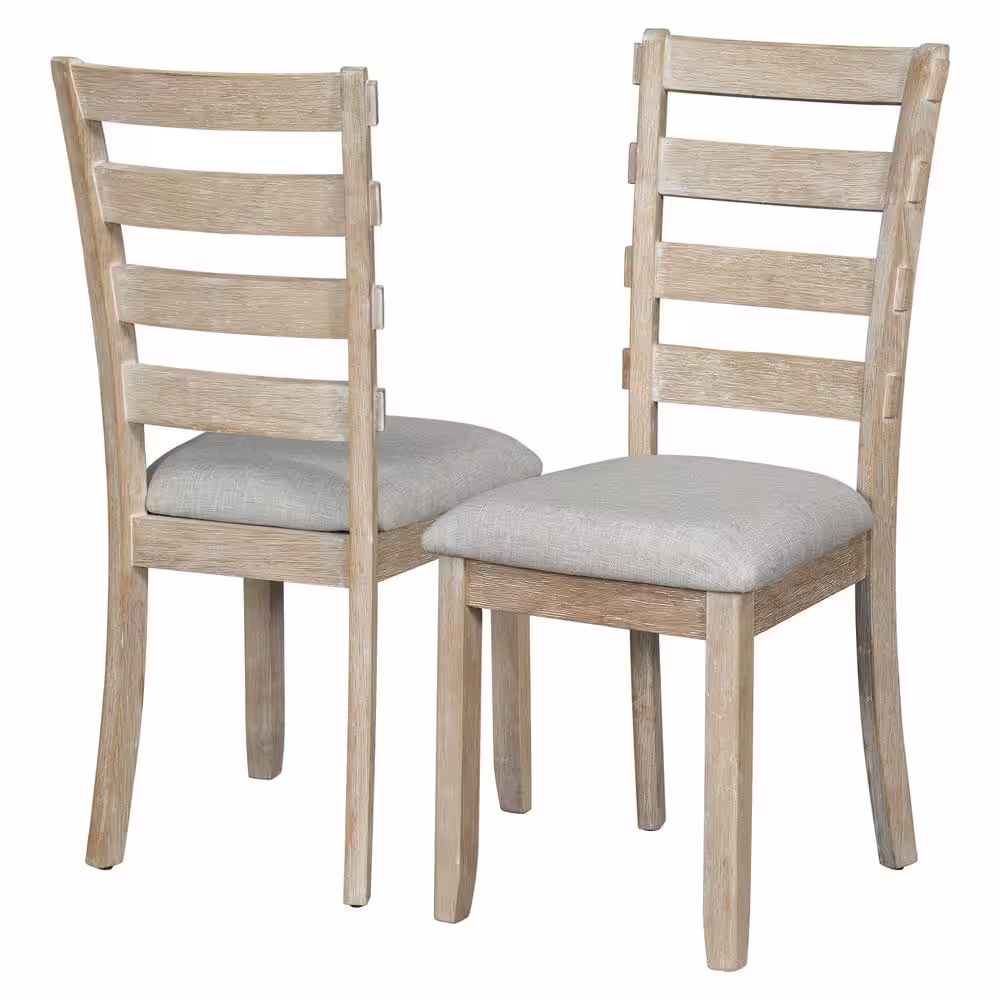 Harper & Bright Designs 6-Piece Natural Beautiful Wood Grain Rubber Wood Dining Table Set with 4 Chairs and 1 Bench