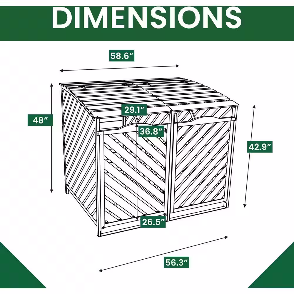 Hanover 3 ft. x 4.9 ft. x 4 ft. Wooden Trash and Recyclables Bin Storage Shed