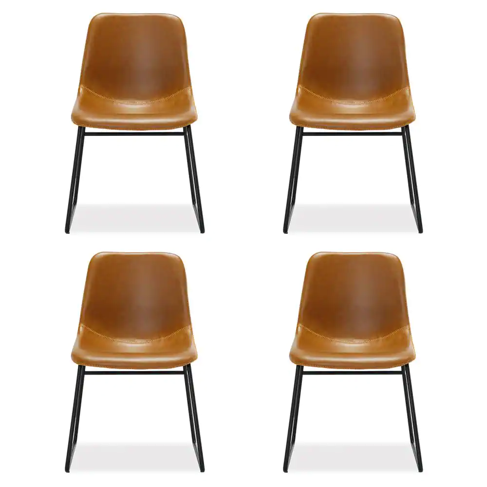 LUE BONA Faux Leather Upholstered Dining Chairs With Metal Legs(Set of 4)