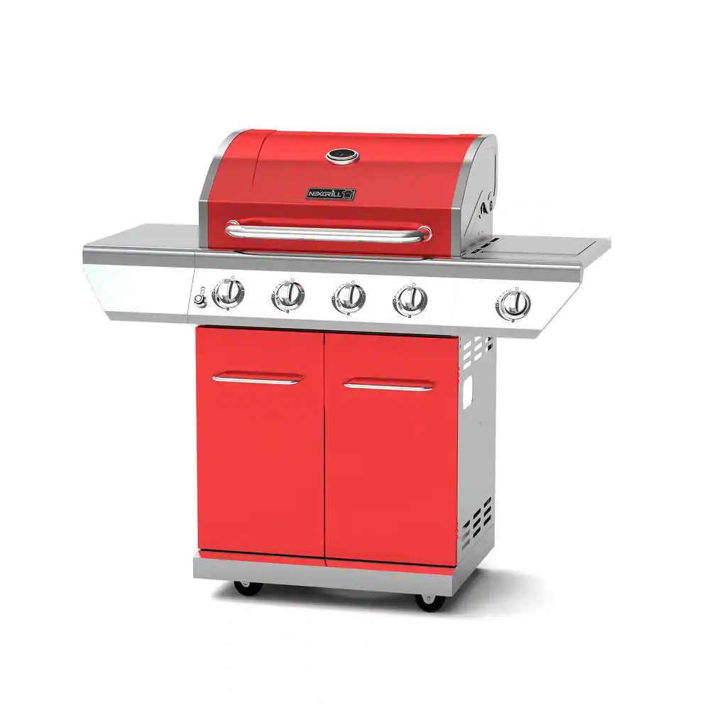 Nexgrill 4-Burner Propane Gas Grill in Red with Side Burner