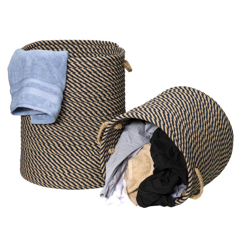 Colonial Mills Cabana Woven Navy Round Hamper 15 in. x 15 in. x 18 in.