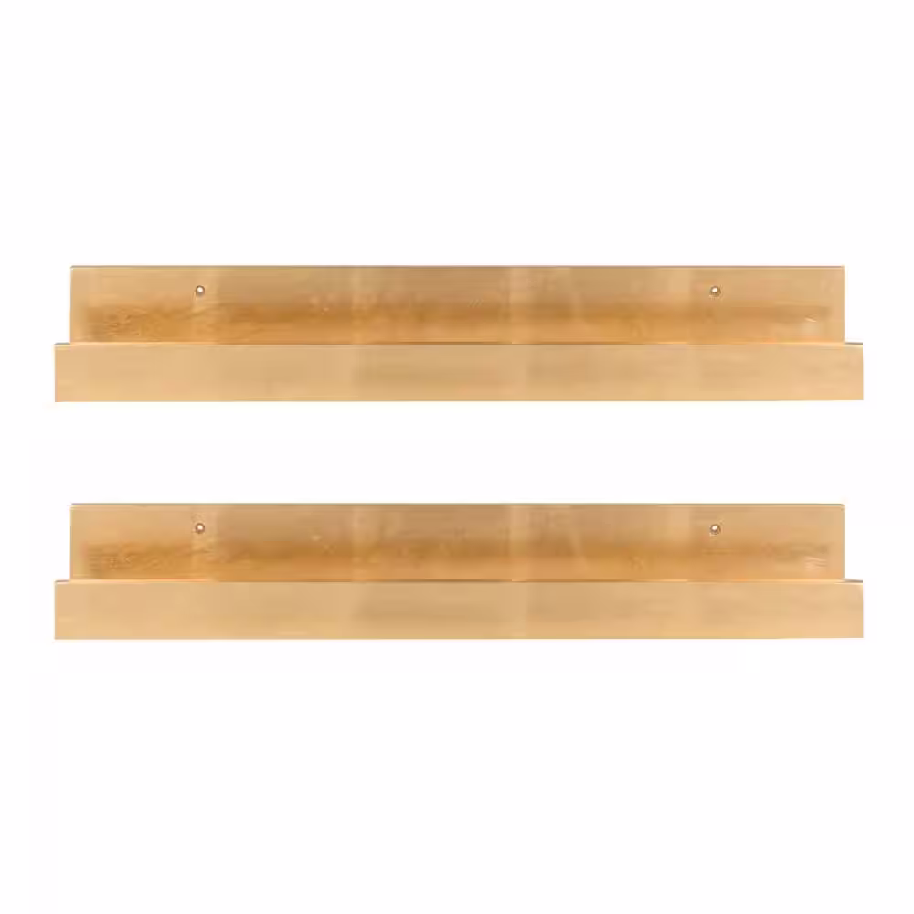 Kate and Laurel Levie 3 in. x 24 in. x 4 in. Gold MDF Decorative Wall Shelf