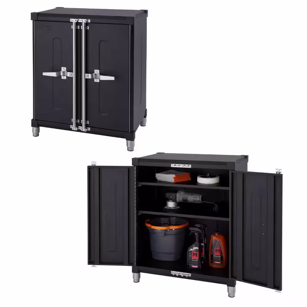 TRINITY PRO 192 in. W x 75.7 in. H x 24 in. D 18-Gauge Steel Garage Cabinet Drawer Set in Black with Solid Wood Top (11-Piece)