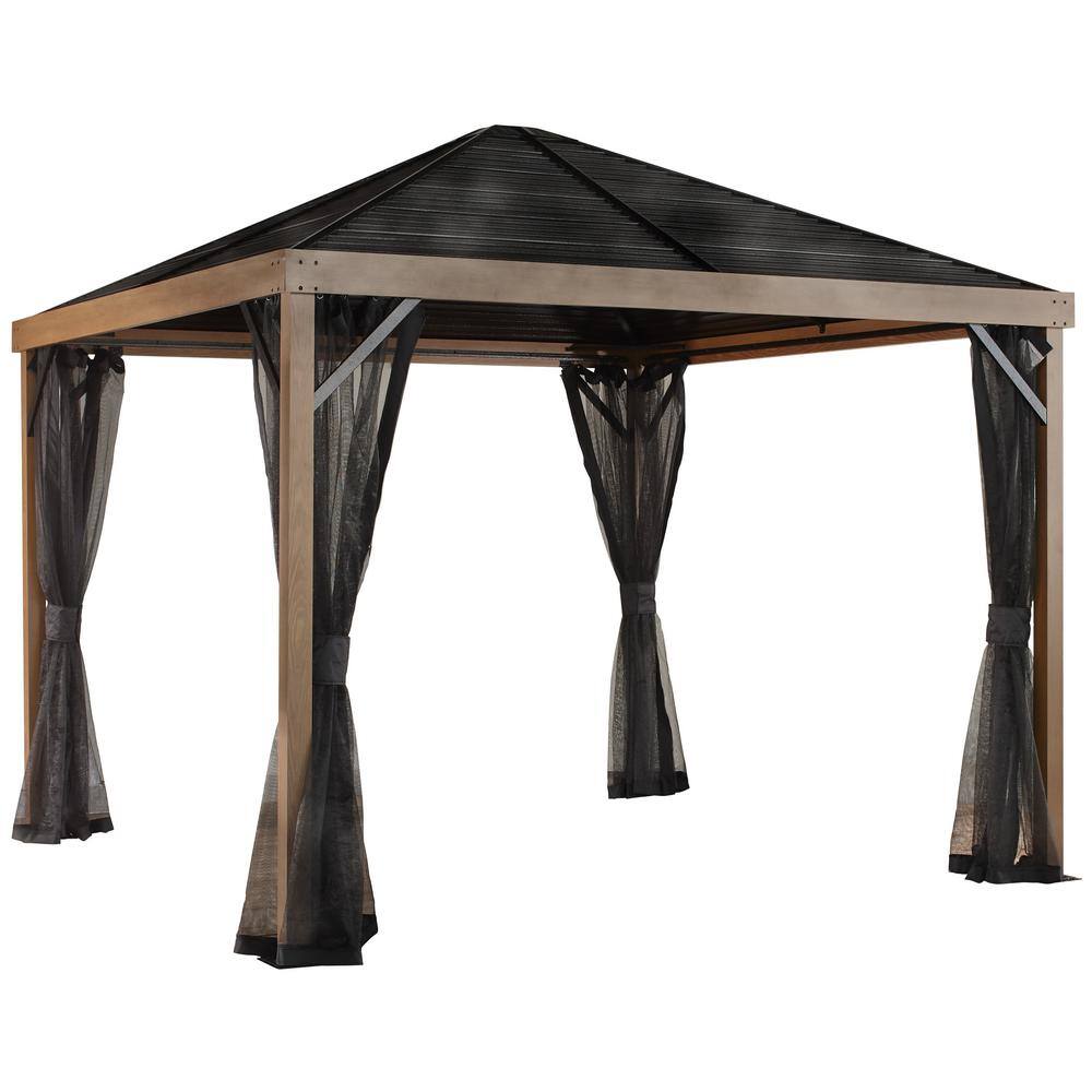 Sojag Sanibel 8 ft. x 8 ft. Wood Effect Rustproof Aluminum Framed Gazebo