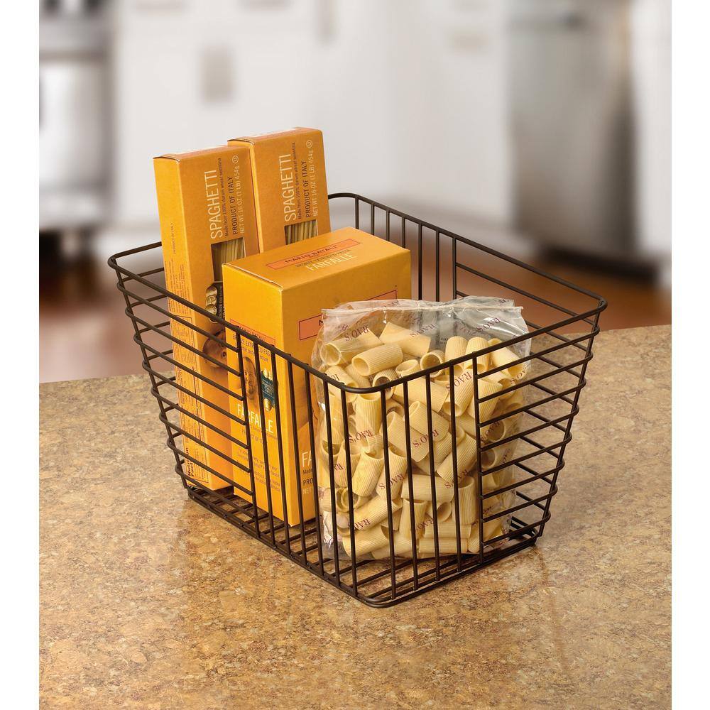 Spectrum 8 in. H x 10 in. W Bronze Steel 1-Drawer Wide Mesh Wire Basket