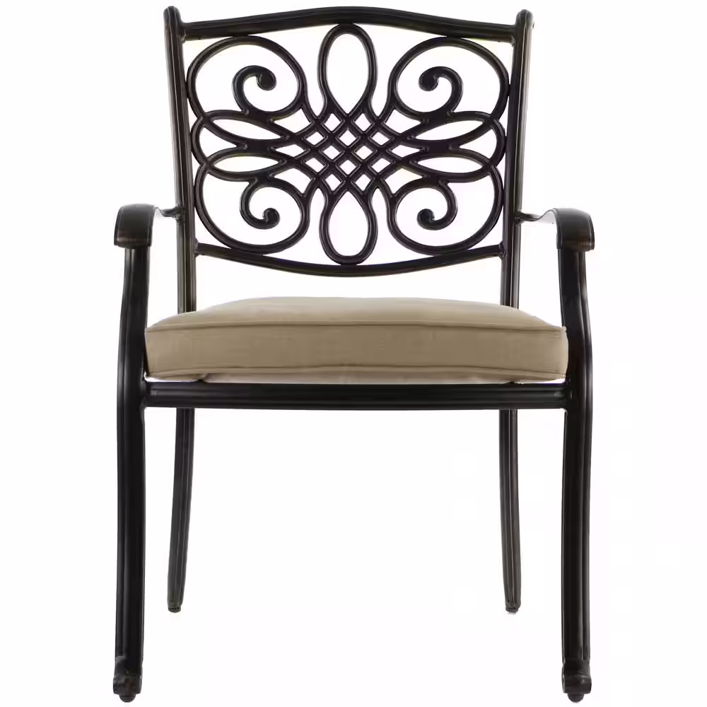 Hanover Traditions 9-Pc Aluminium Rectangular Patio Dining Set with Six Dining Chairs, Two Swivel Rockers & Natural Oat Cushions