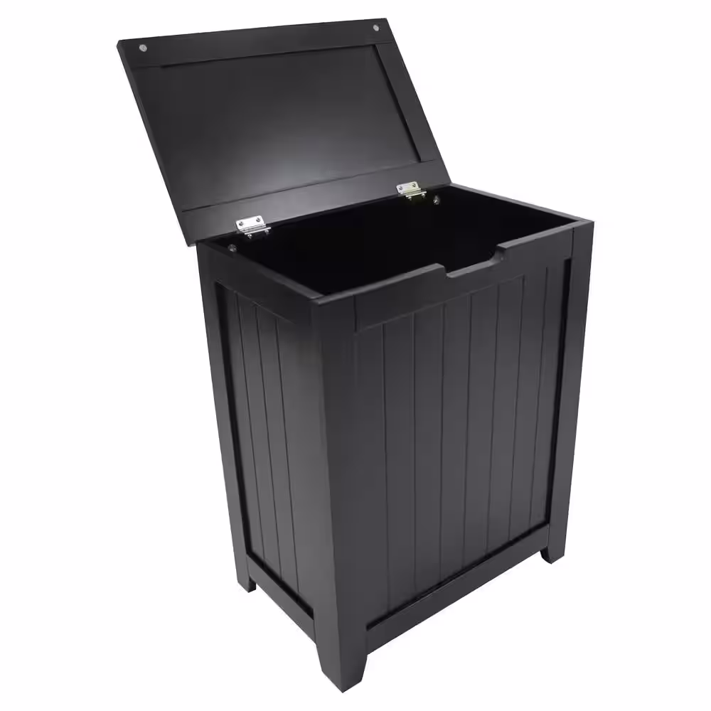 Redmon Contemporary Country Black Hamper with Wainscot Panels