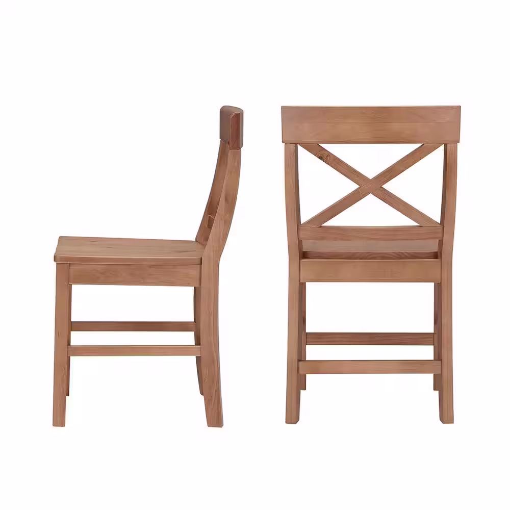 StyleWell Cedarville Patina Oak Finish Dining Chair with Cross Back (Set of 2) (19.42 in. W x 31.98 in. H)