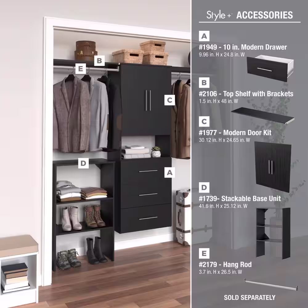 ClosetMaid Style+ 25 in. W Noir Hanging Wood Closet Tower