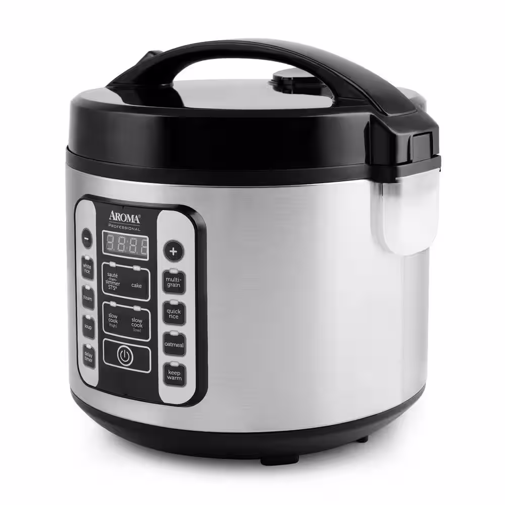 AROMA 20-Cup Stainless Steel Digital Cool-Touch Rice Cooker and Food Steamer