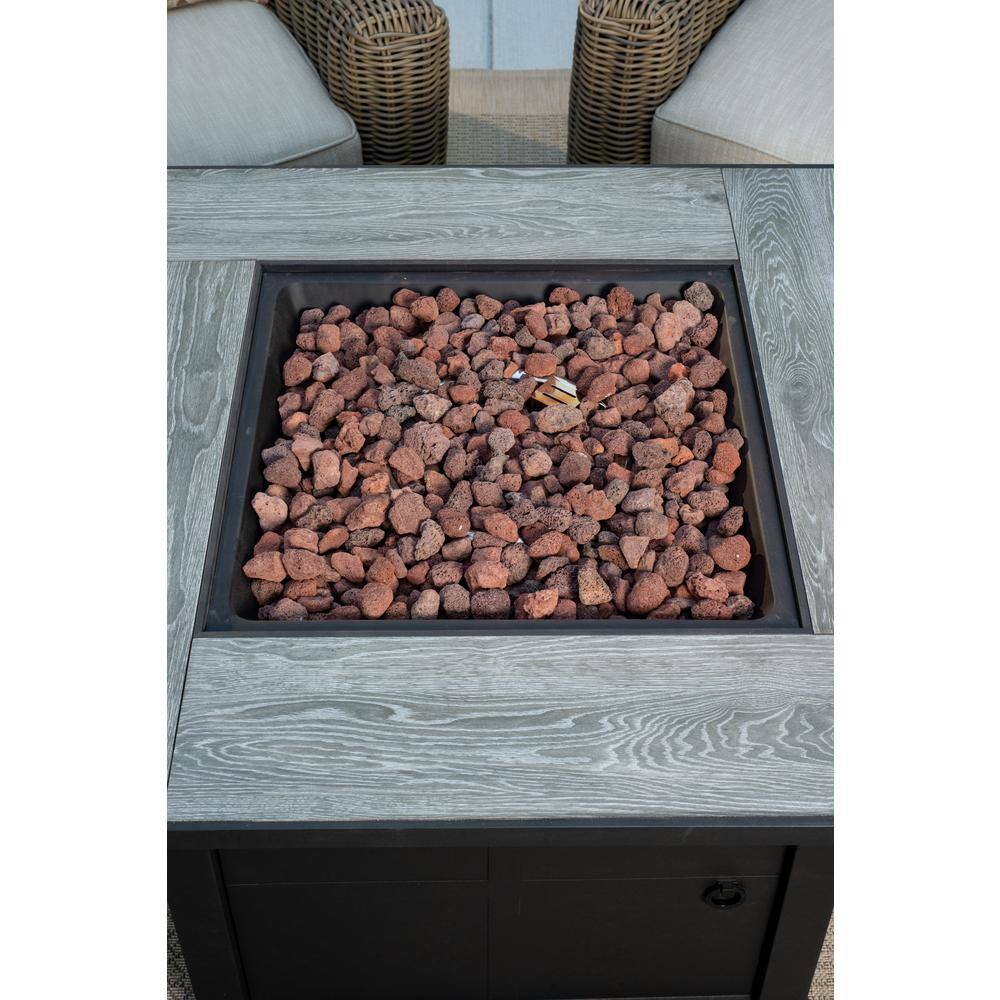 Bond Ashland Steel 35 in. Square Gas Fire Table in Gray and Black