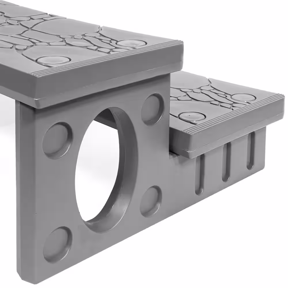 XtremepowerUS 2-Step Spa Hot Tub and Pool Step Deck in Grey