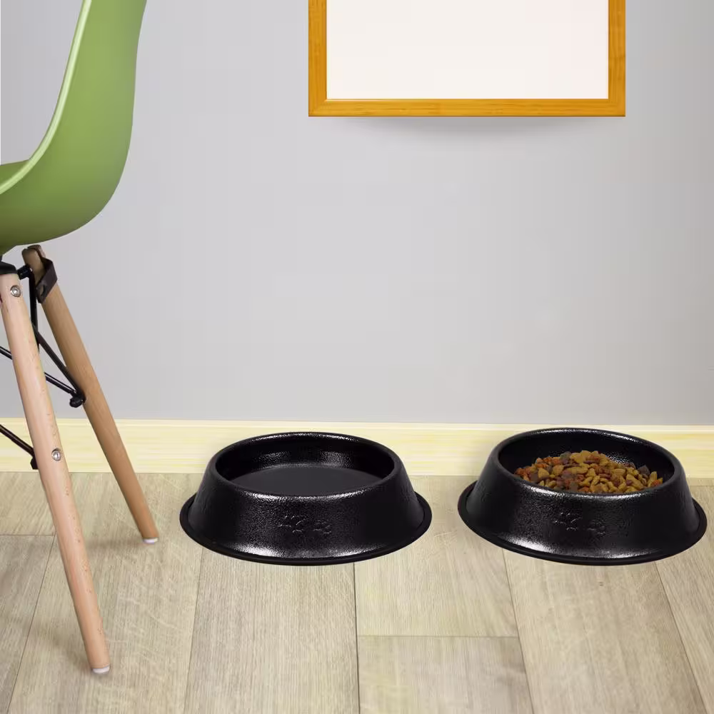 Platinum Pets Embossed Non-Tip Stainless Steel Cat/Dog Bowl, Silver Vein