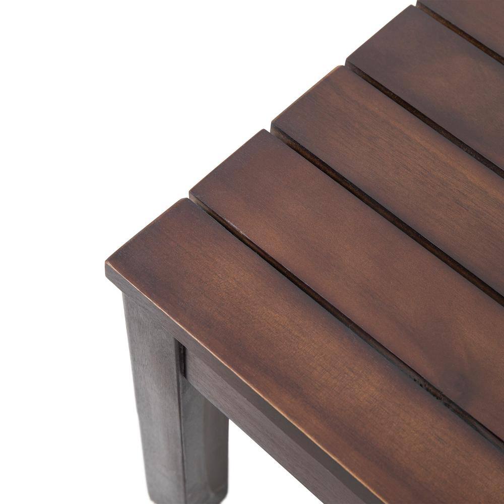 Noble House Caswell Dark Brown 4-Piece Wood Patio Conversation Seating Set with Black Cushions