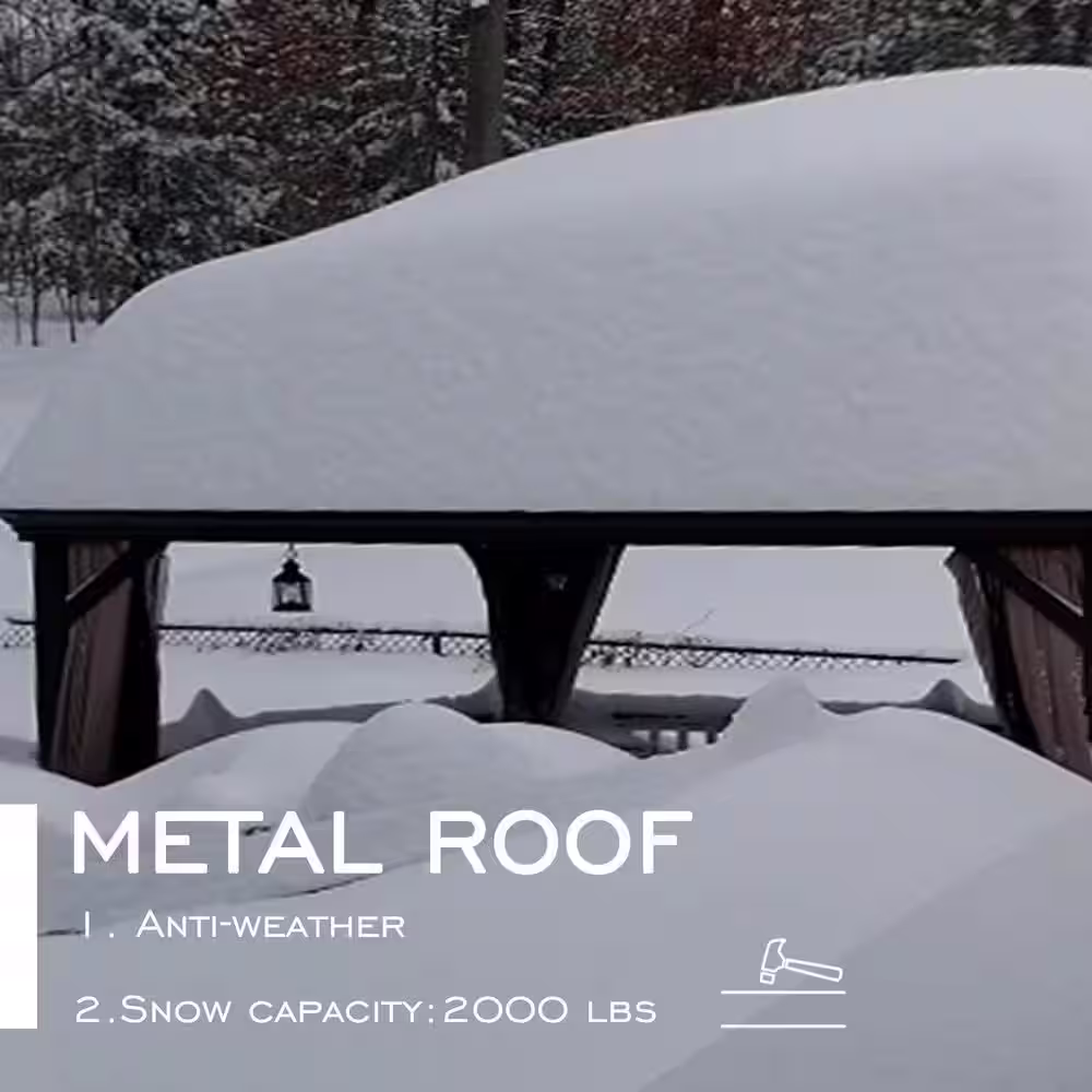 KOZYARD Alexander 12 ft. x 18 ft. Brown Aluminum Gray Hardtop Gazebo with Galvanized Steel Roof