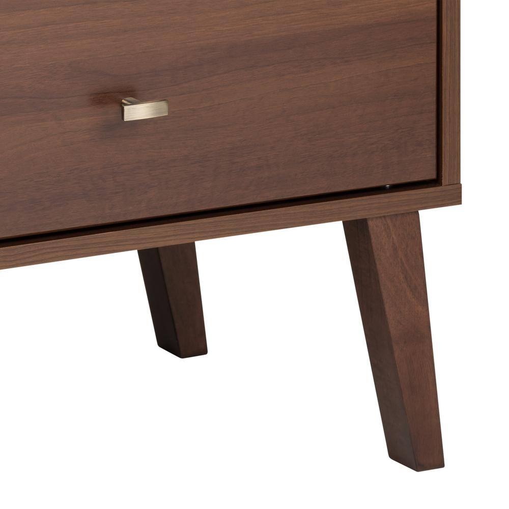 Prepac Milo Mid Century Modern 2-Drawer Cherry Tall Nightstand with Open Shelf 29.5 in. H x 22.5 in. W x 16 in. D
