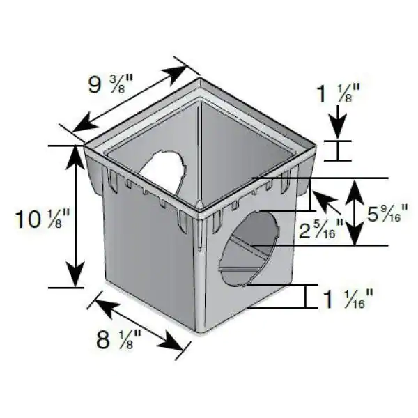 NDS 9 in. x 9 in. Plastic Square Drainage Catch Basin in Black, 2 Opening Kit