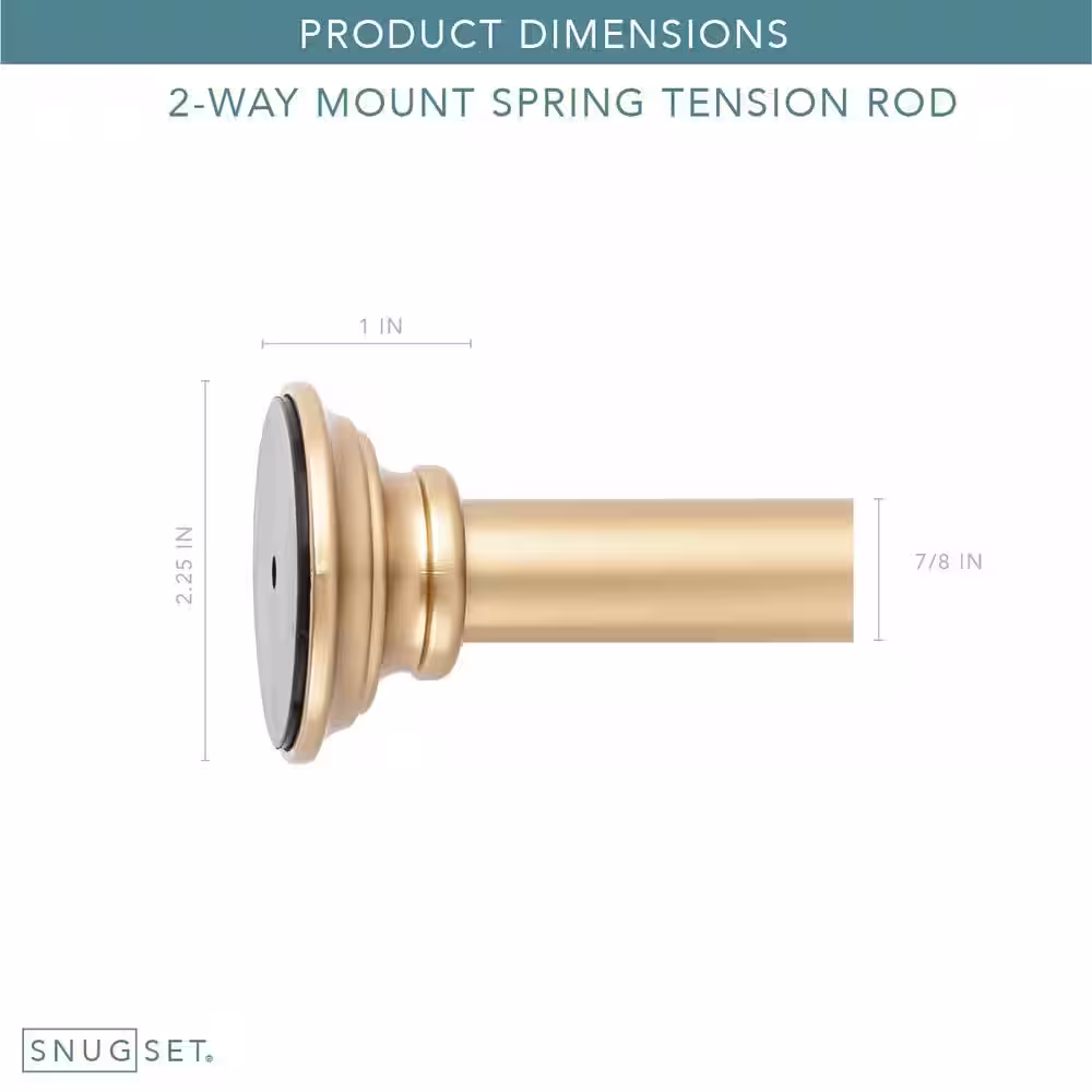 Snugset 30 in. x 52 in. Easy-Install Optional No Tools Adjustable 7/8 in. Window Tension Rod in Golden Brass