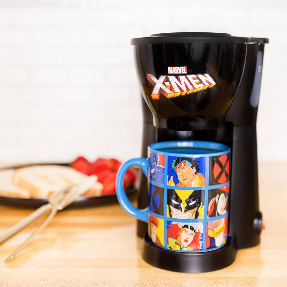Uncanny Brands Black Marvel X-Men Single-Cup Drip Coffee Maker with Mug