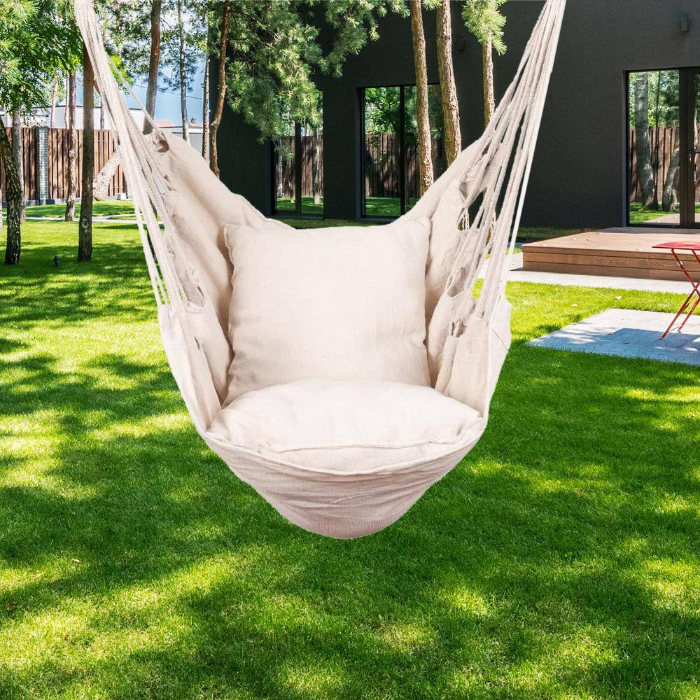 None 3.2 ft. Hammocks Hanging Rope Hammock Chair with 2 Seat Cushions and Carrying Bag