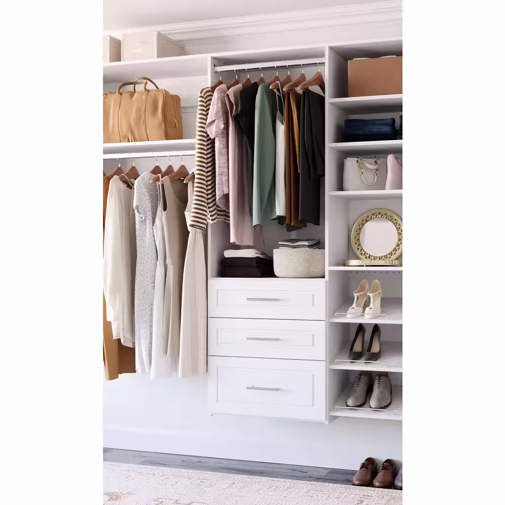 Closet Evolution 8 in. H x 24 in. W Wood Drawer Kit Modern Raised White