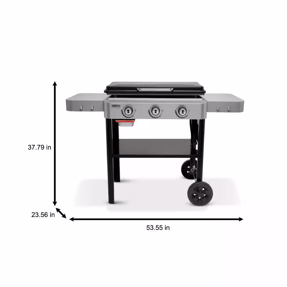 Weber 3 Burner Propane Gas Grill 28 in. Flat Top Griddle in Black