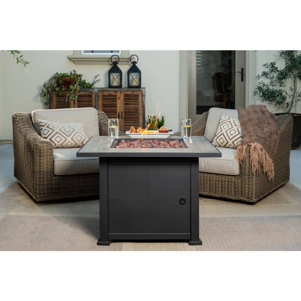 Bond Ashland Steel 35 in. Square Gas Fire Table in Gray and Black