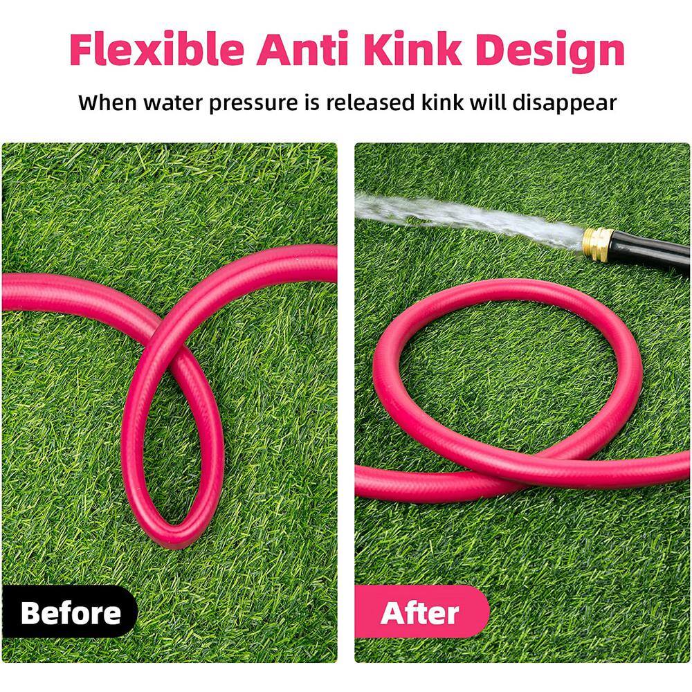 None 5/8 in x 10 ft., Heavy-Duty Durable Anti Kink Flexible Garden Water Hose, All-Weather Lightweight Water Hose