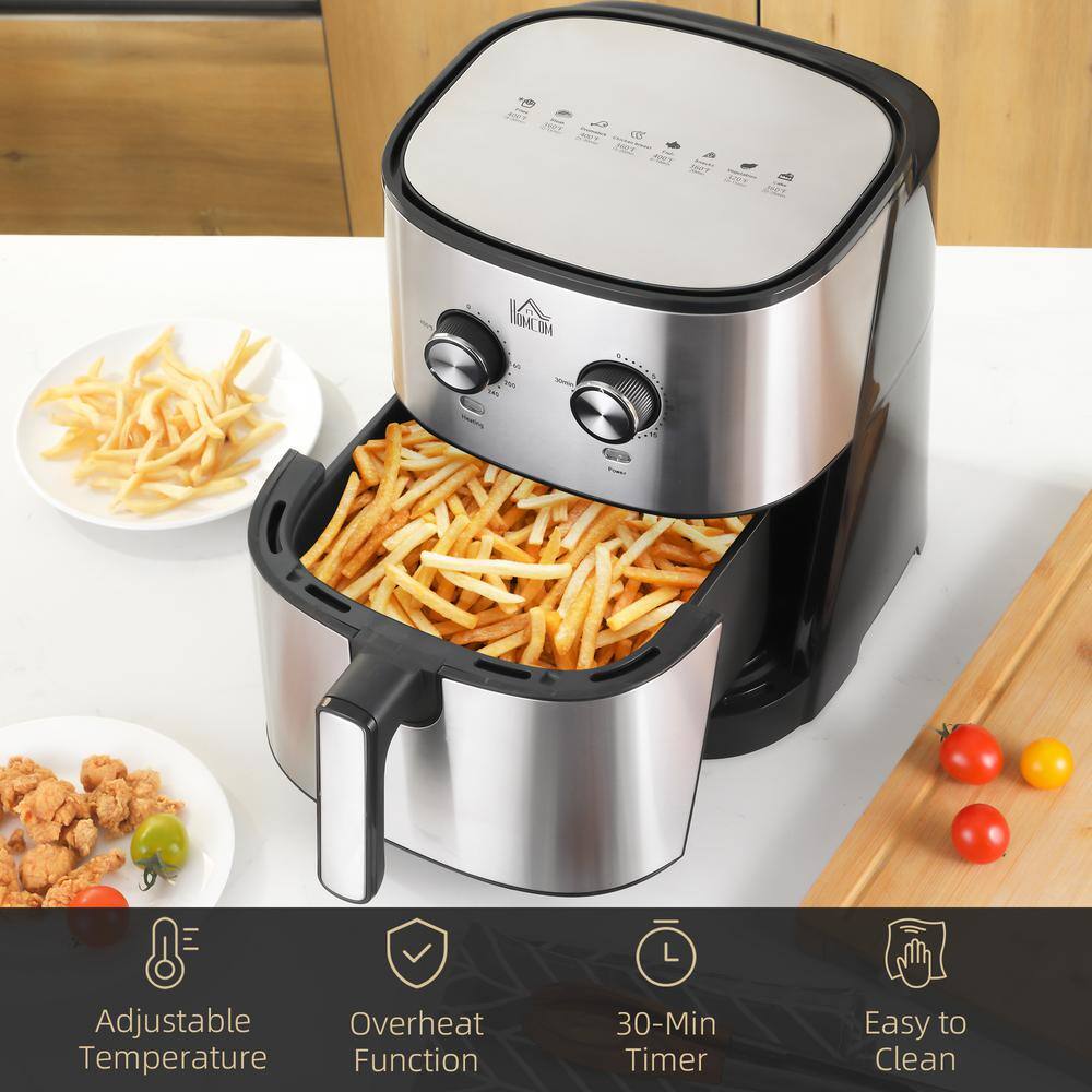 HOMCOM 1700-Watt 6.9 qt. Black Air Fryers Oven with 360Â° Air Circulation, Adjustable Temperature, Timer and Nonstick Basket