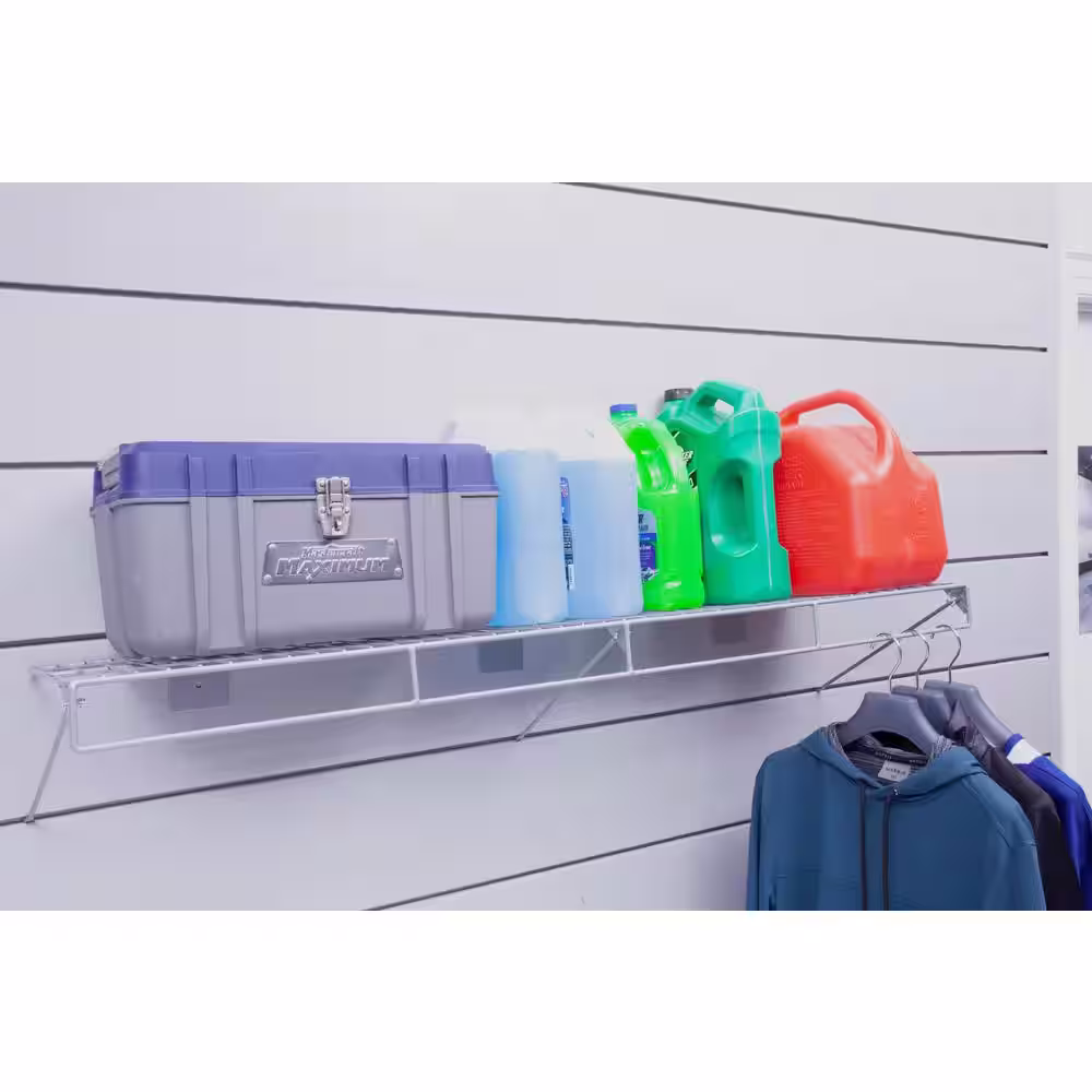 CROWNWALL 48 in. L x 12 in. W Slatwall Wire Shelf with Rail (2-Pack)