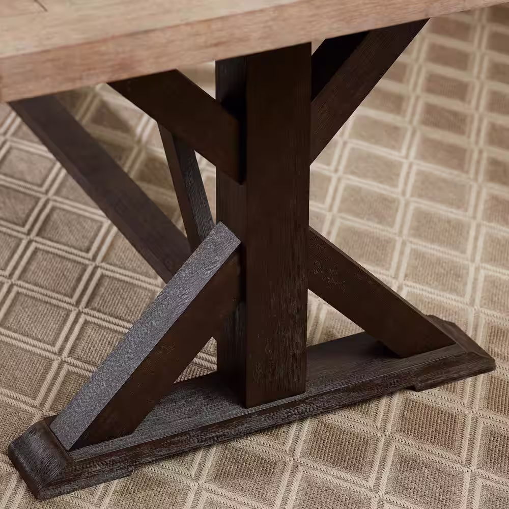 Hampton Bay Silver Oaks Farmhouse 3-Piece Acacia Wood Outdoor Patio Dining Set