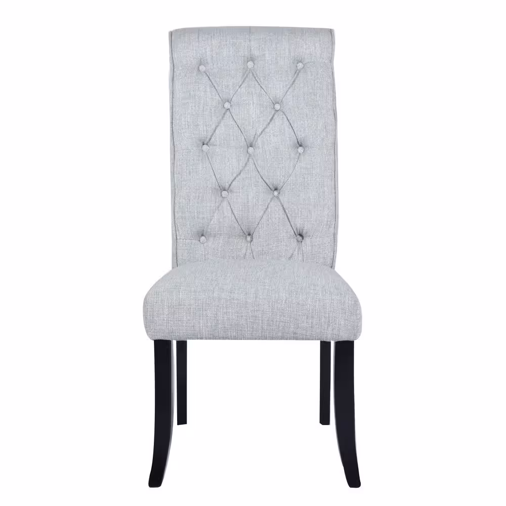 Homy Casa Wilona Light Grey Fabric Upholstered Solid Wood Parsons Dining Chair (Set of 2)